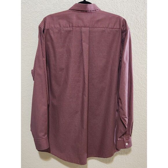 Vintage L.L. Bean Long Sleeve Button Down Shirt Burgundy Plaid LargeTall - Picture 5 of 7